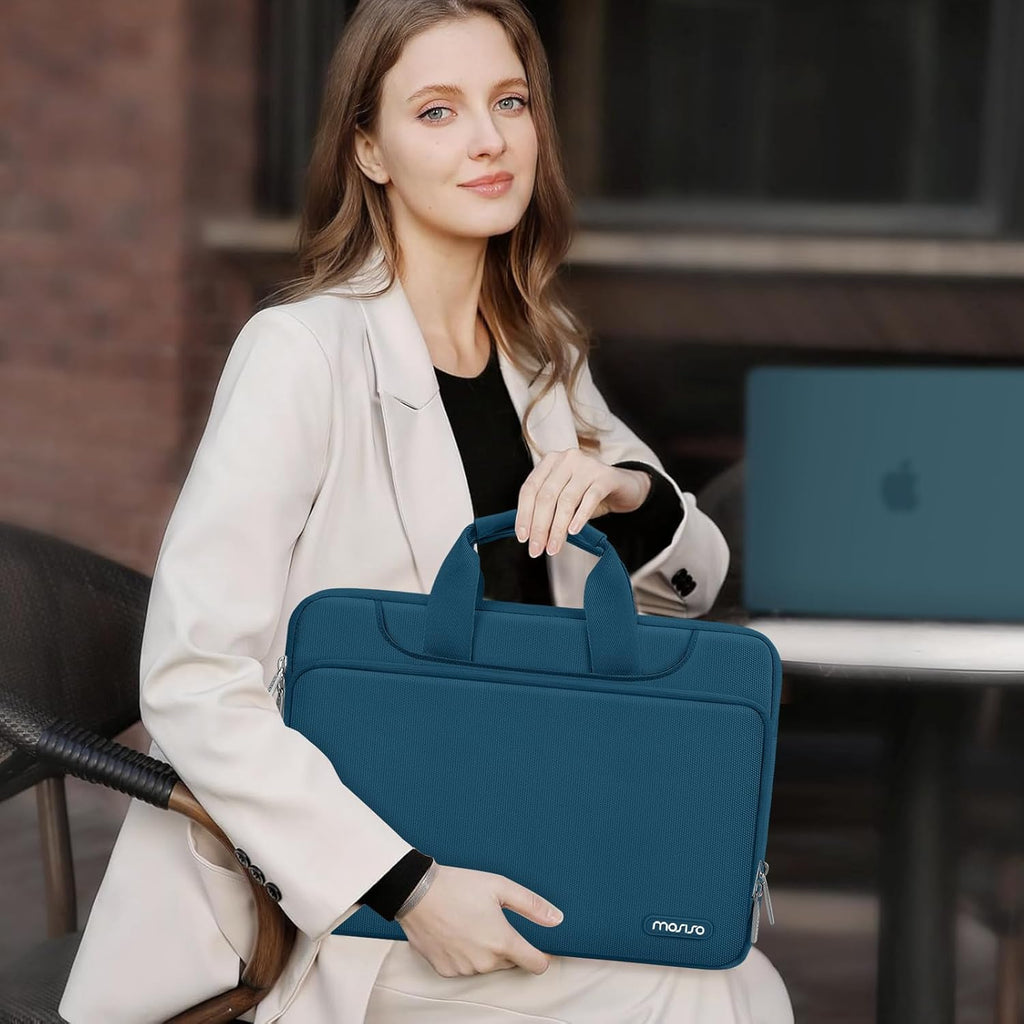 360 Protective Laptop Shoulder Bag Compatible with Macbook Pro 16 Inch 2021 2022 M1 A2485/2019-2020 A2141/Pro 15 A1398, 15-15.6 Inch Notebook, Matching Color Sleeve with Belt, Hunter Green